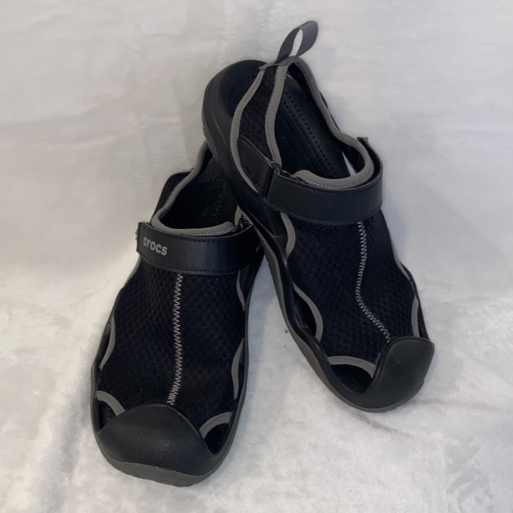 Crocs Men’s Black Swiftwater Mesh Deck Shoes Size M/8 Gem